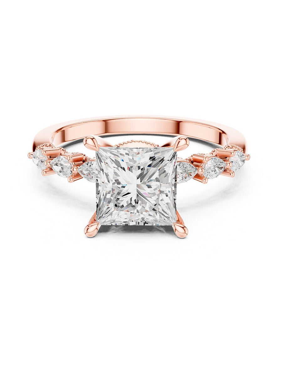 Anillo de compromiso - piedras laterales - AMORE165-PR-LG
