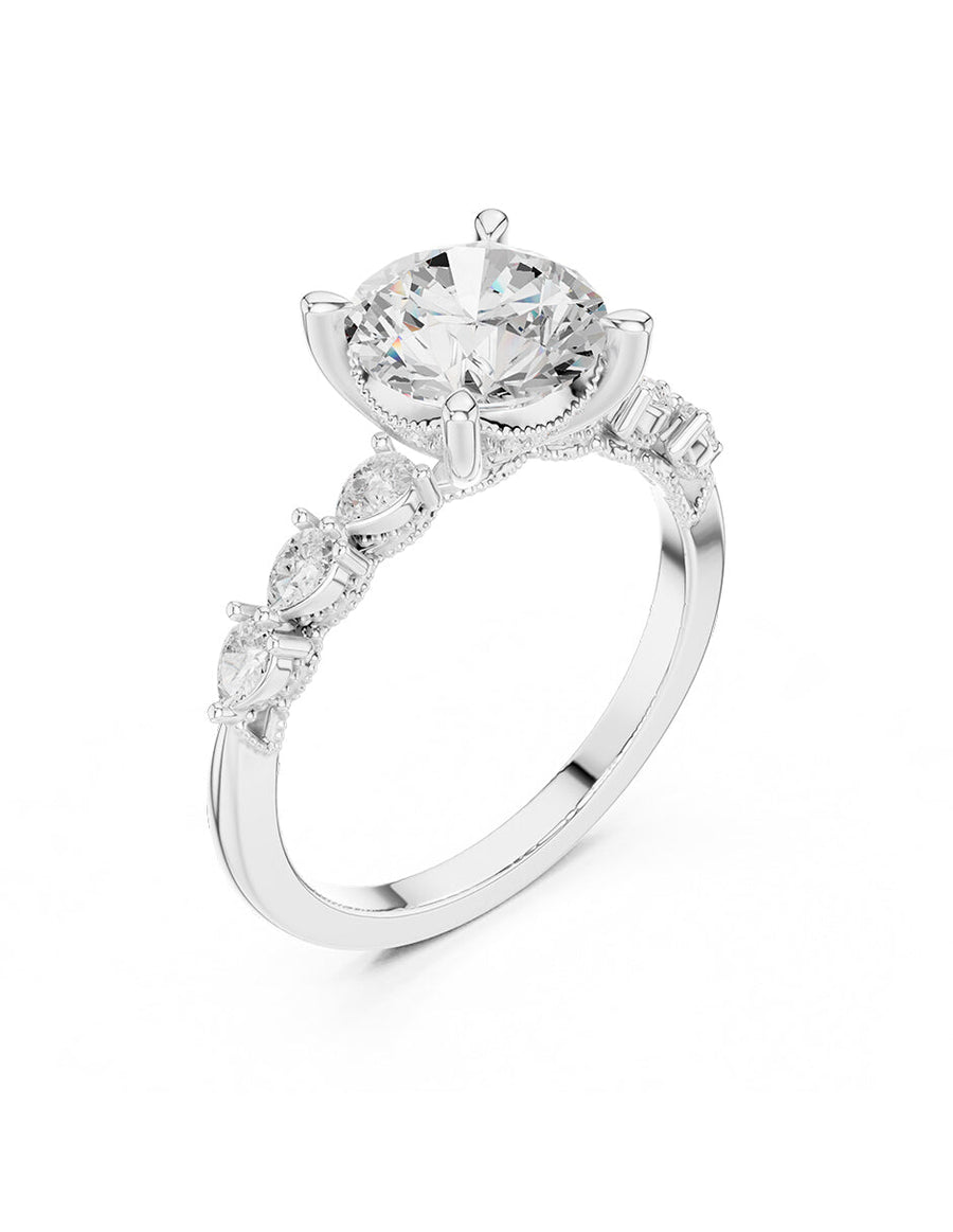 Anillo de compromiso - piedras laterales - AMORE165-RD-LG