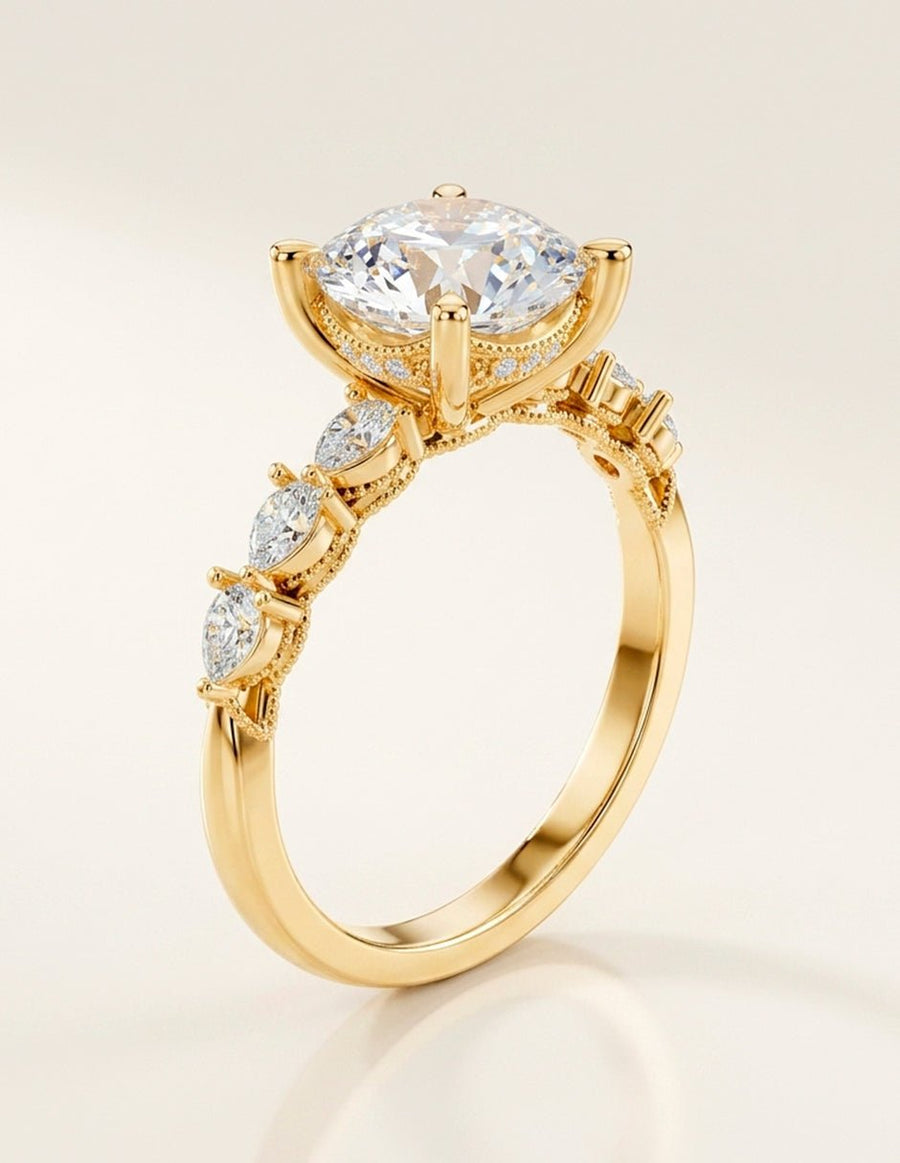 Anillo de compromiso - piedras laterales - AMORE165-RD-LG