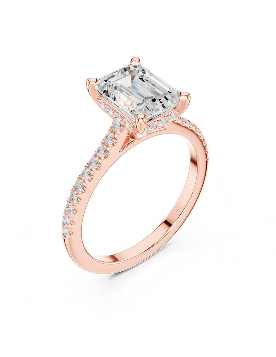 Anillo de compromiso - piedras laterales - AMORE166-EM-LG