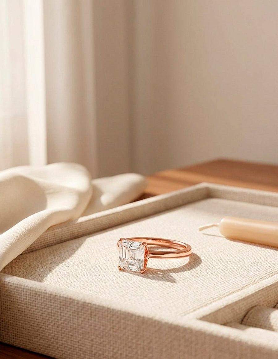 Anillo de compromiso - piedras laterales - AMORE167-AS-LG