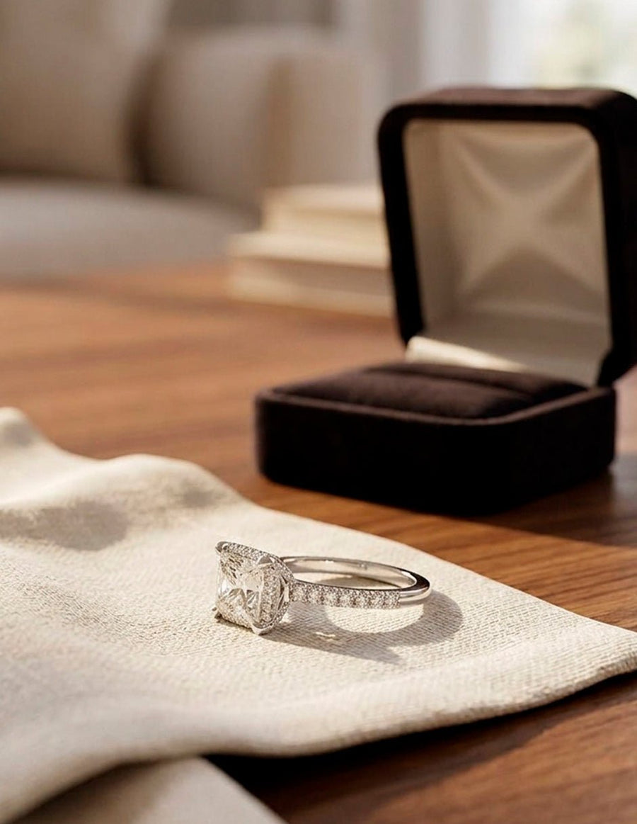 Anillo de compromiso - piedras laterales - AMORE169-PR-LG