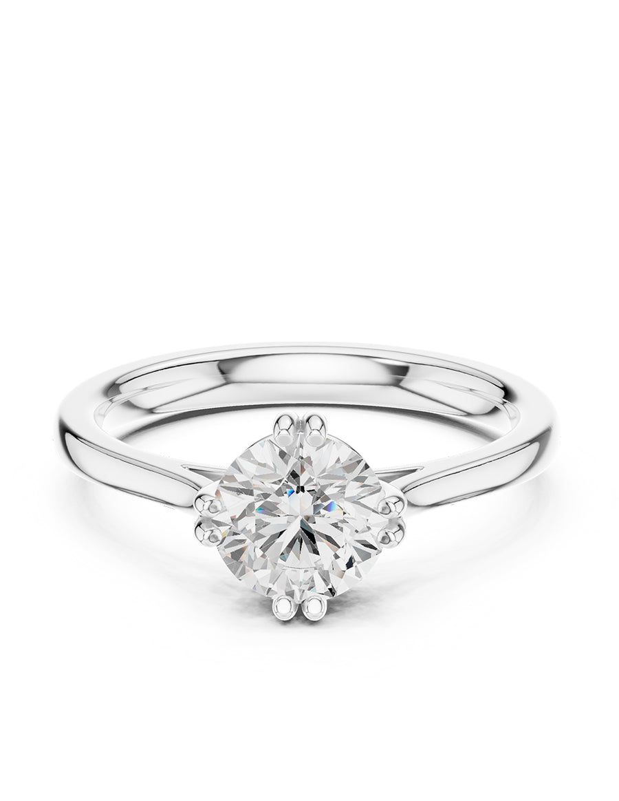 Anillo estilo solitario con diamante natural redondo 0.26 ct, color G, claridad VS2