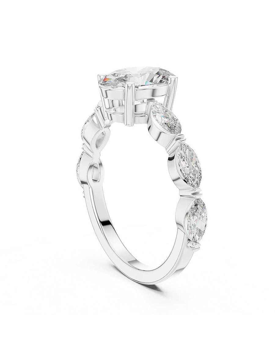 Anillo de compromiso - piedras laterales - AMORE173-OV-LG