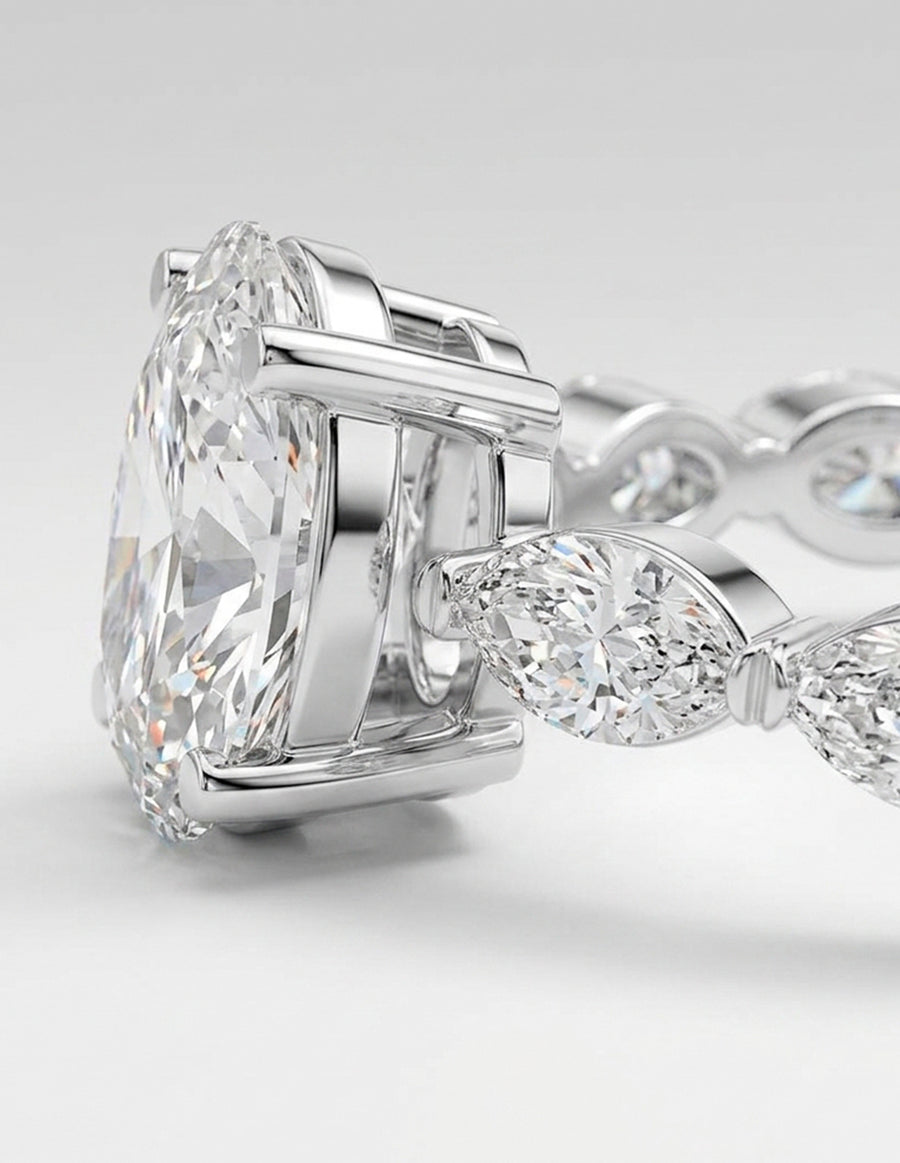 Montura para personalizar - piedras laterales - AMORE173-OV