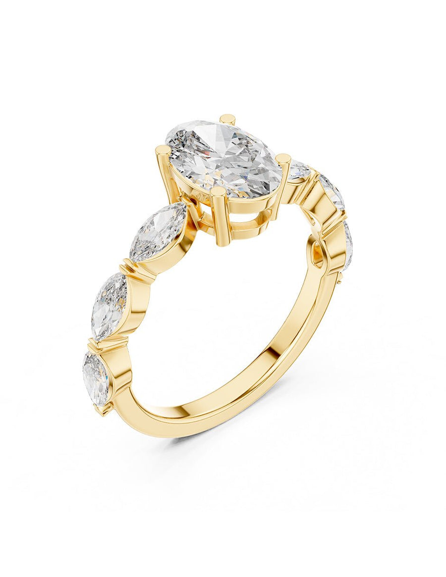 Anillo de compromiso - piedras laterales - AMORE173-OV-LG