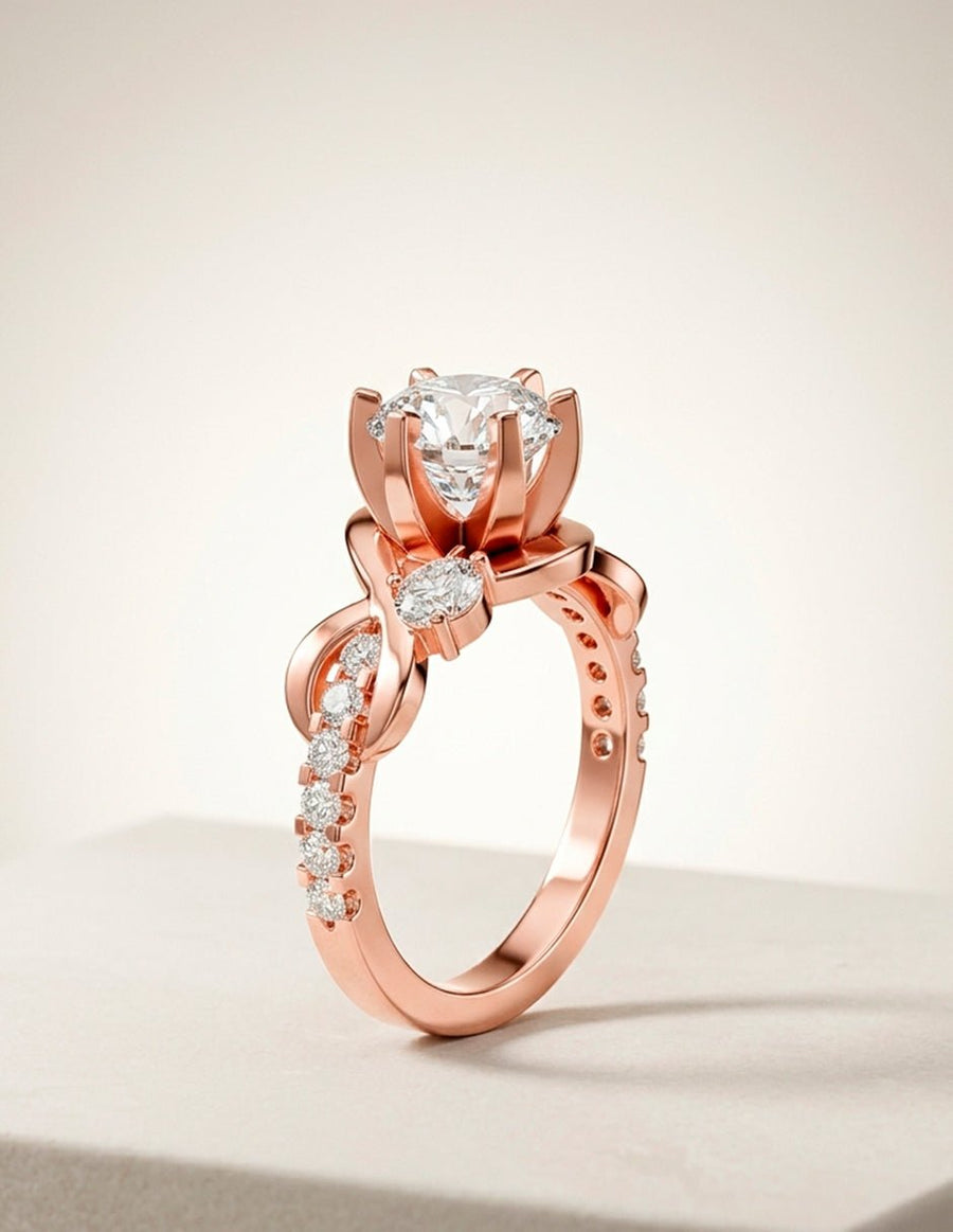 Anillo de compromiso - piedras laterales - AMORE174-RD-LG