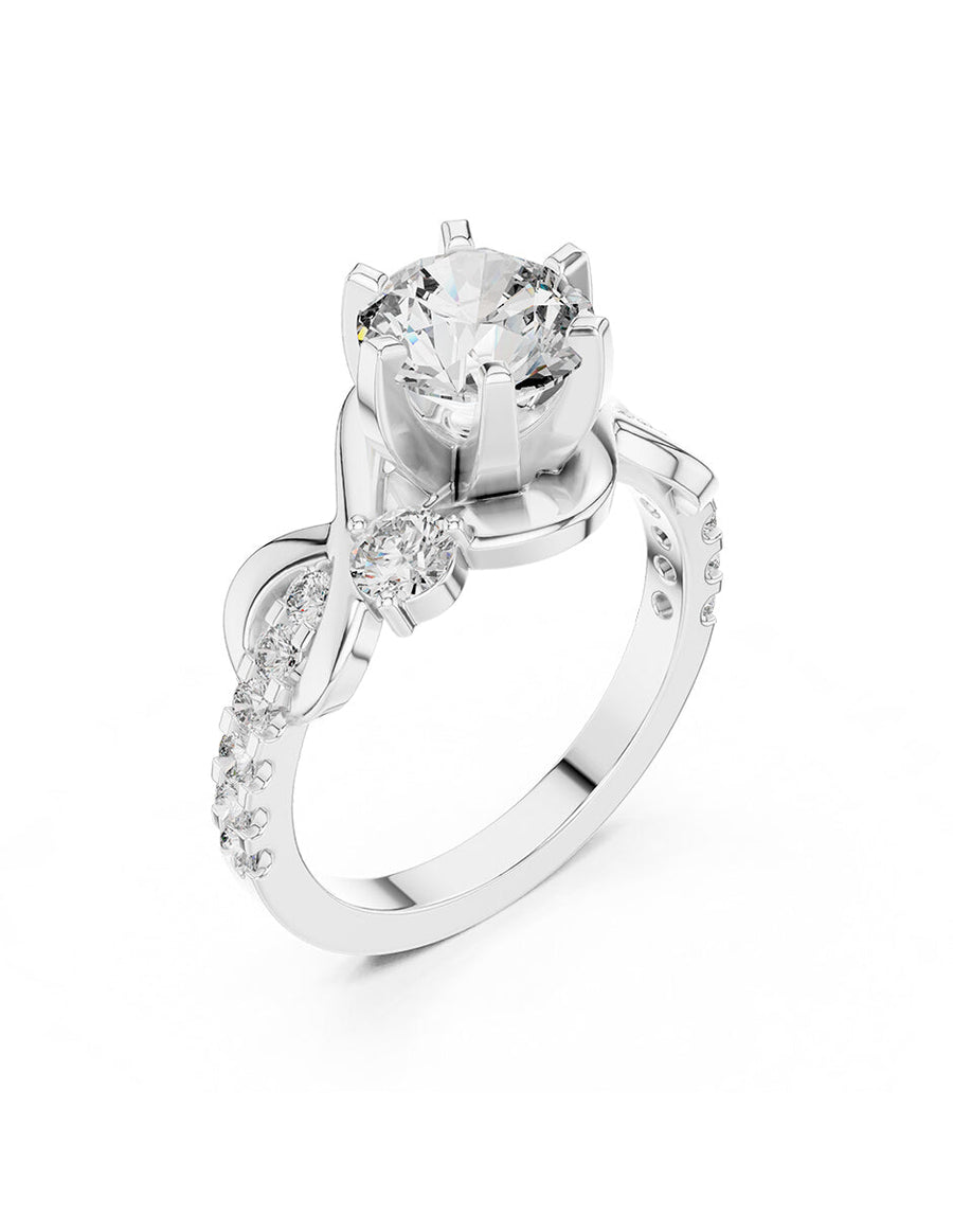 Montura para personalizar - piedras laterales - AMORE174-RD