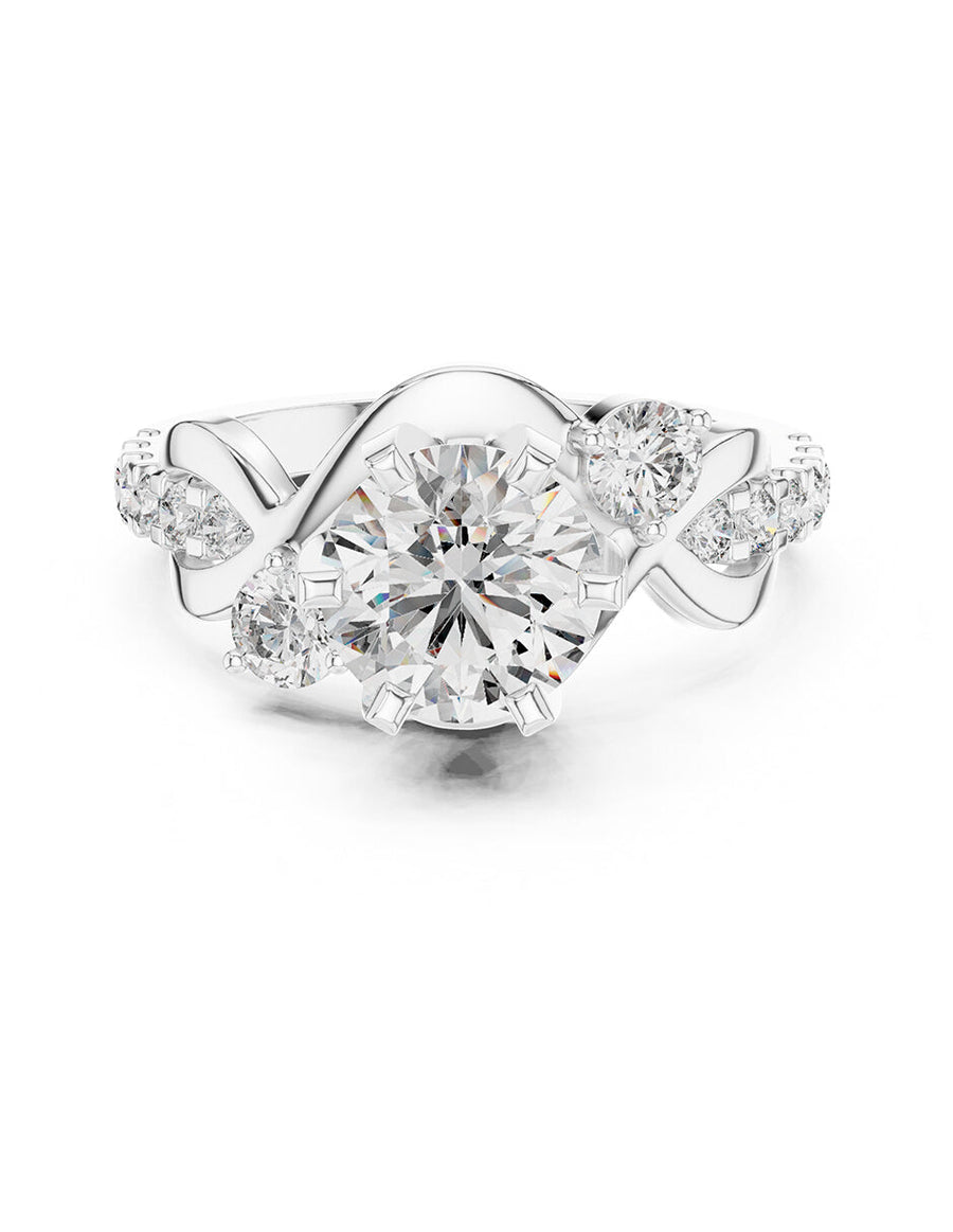 Montura para personalizar - piedras laterales - AMORE174-RD
