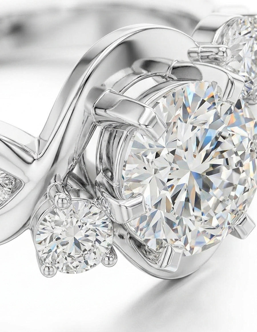 Montura para personalizar - piedras laterales - AMORE174-RD