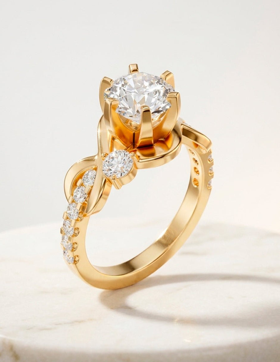 Anillo de compromiso - piedras laterales - AMORE174-RD-LG