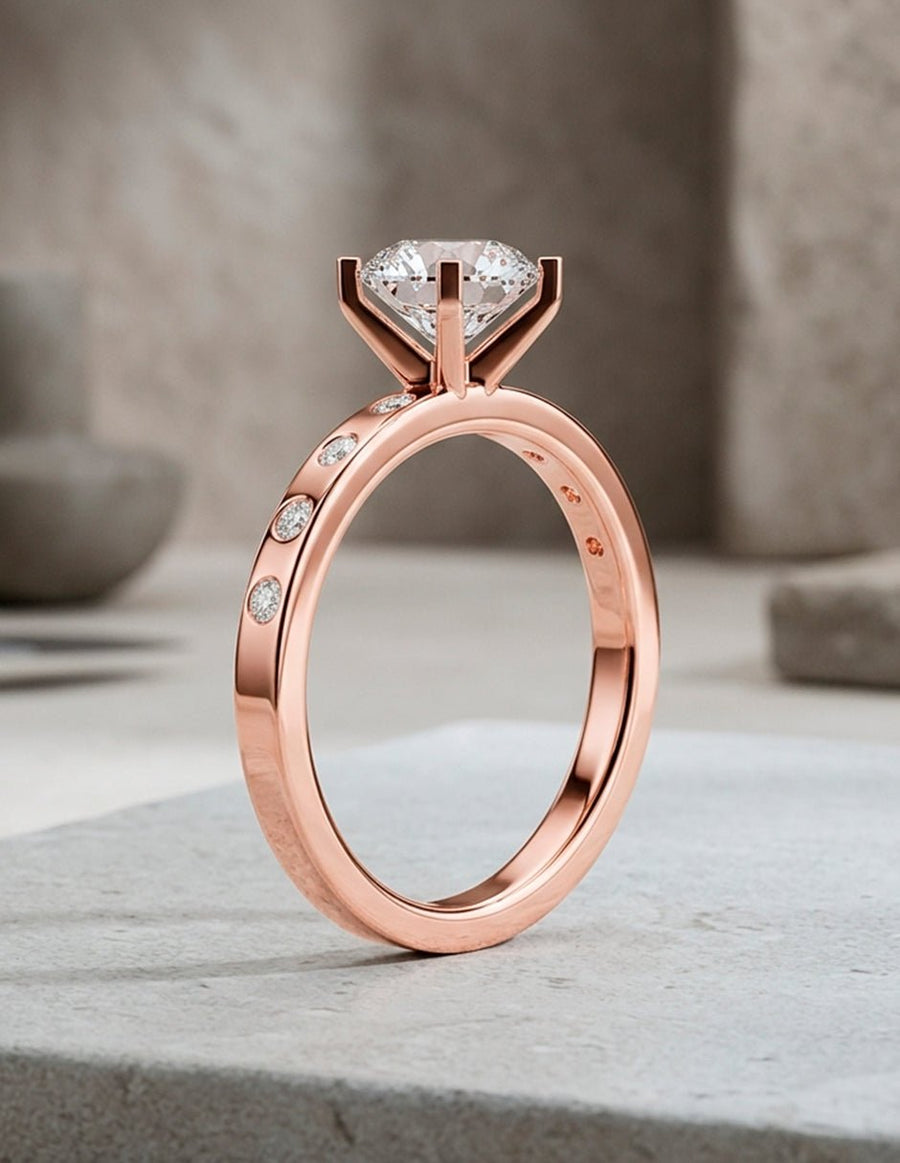 Anillo de compromiso - piedras laterales - AMORE175-RD-LG
