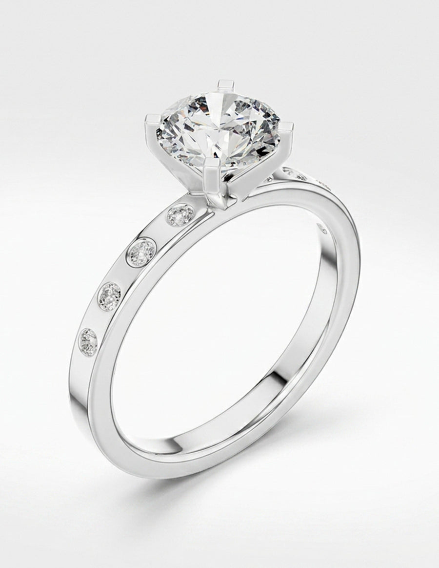 Montura para personalizar - piedras laterales - AMORE175-RD