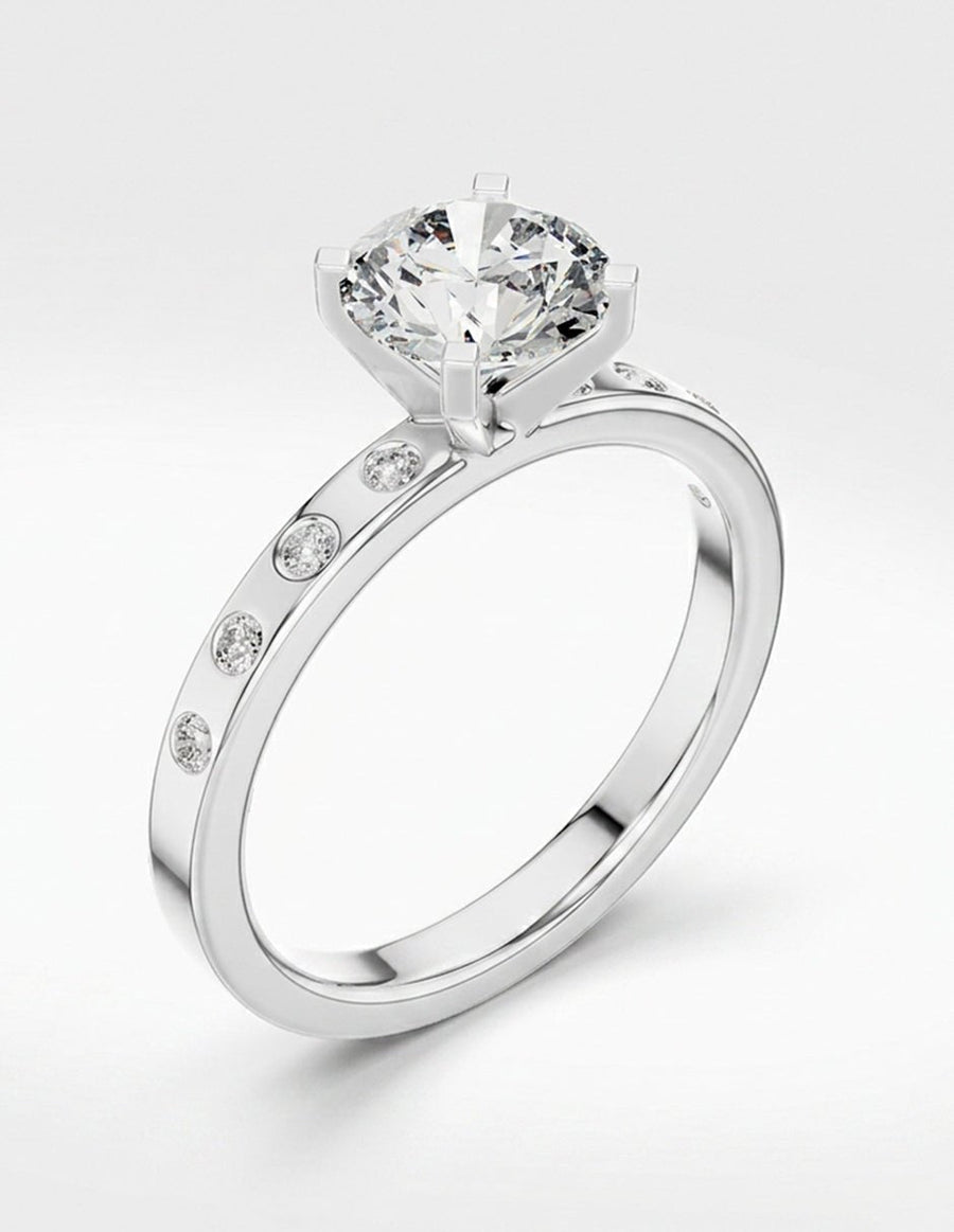 Anillo de compromiso - piedras laterales - AMORE175-RD-LG