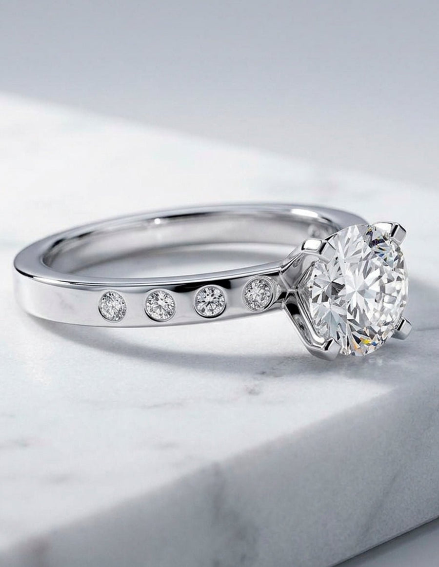 Anillo de compromiso - piedras laterales - AMORE175-RD-LG
