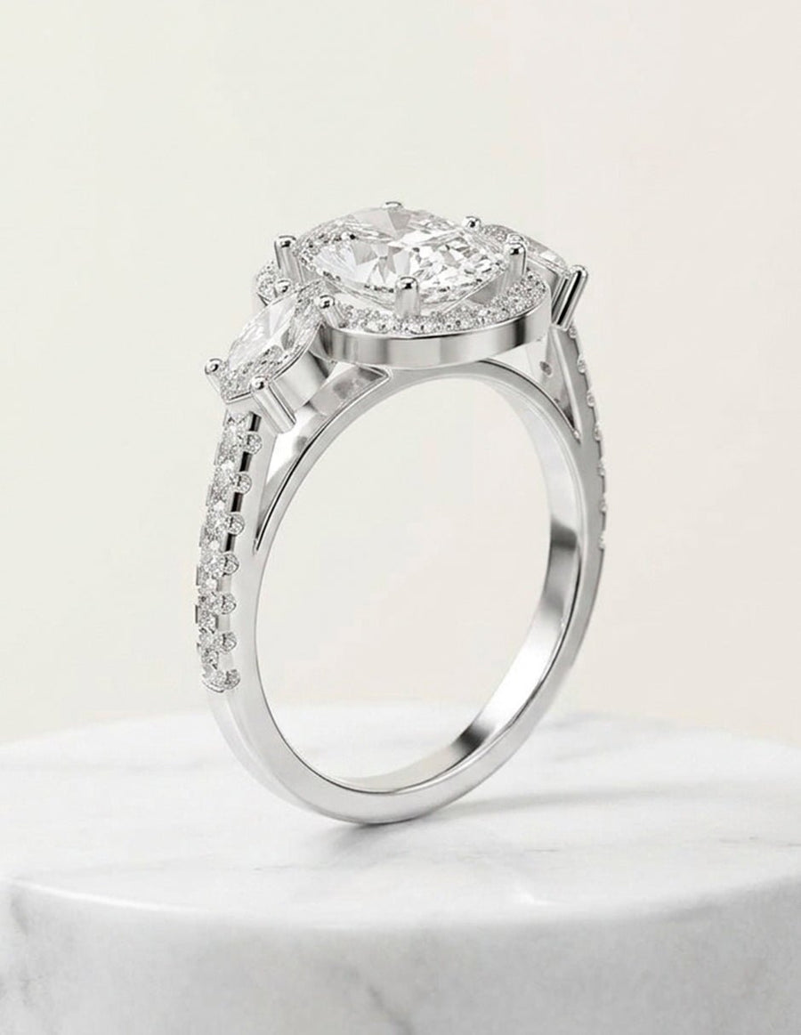 Anillo de compromiso - piedras laterales - AMORE178-OV-LG