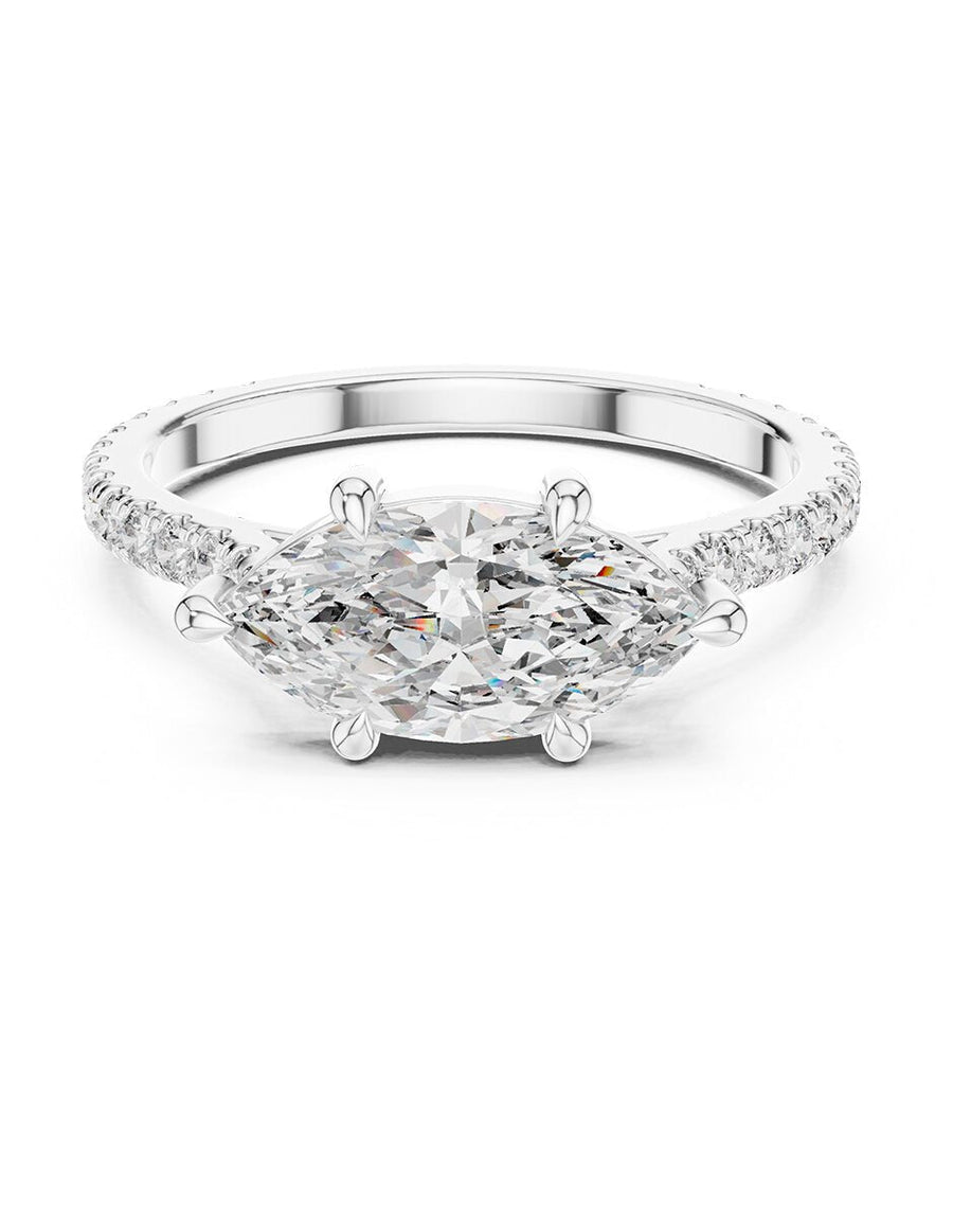 Anillo de compromiso - piedras laterales - AMORE179-MQ-LG