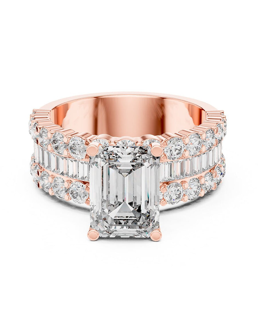 Anillo de compromiso - piedras laterales - AMORE182-EM-LG