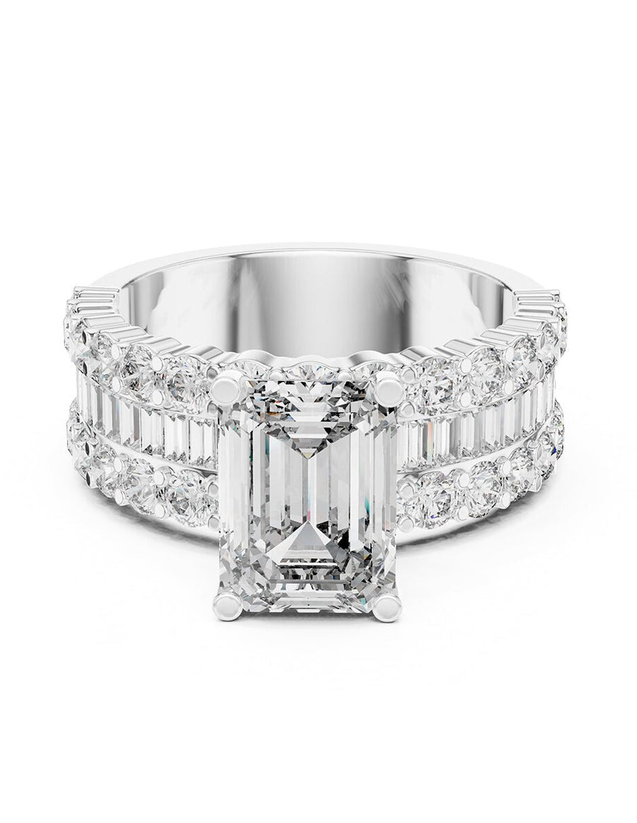 Anillo de compromiso - piedras laterales - AMORE182-EM-LG