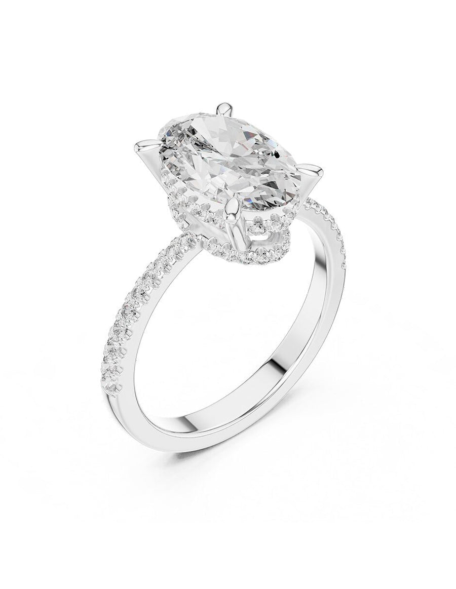 Anillo de compromiso - piedras laterales - AMORE183-OV-LG