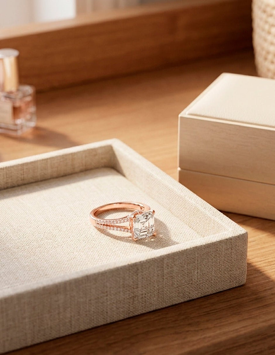 Anillo de compromiso - piedras laterales - AMORE184-AS-LG