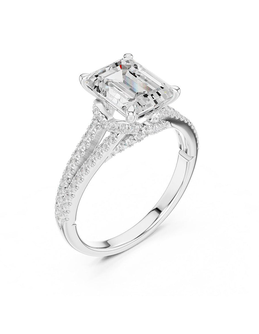 Anillo de compromiso - piedras laterales - AMORE184-EM-LG