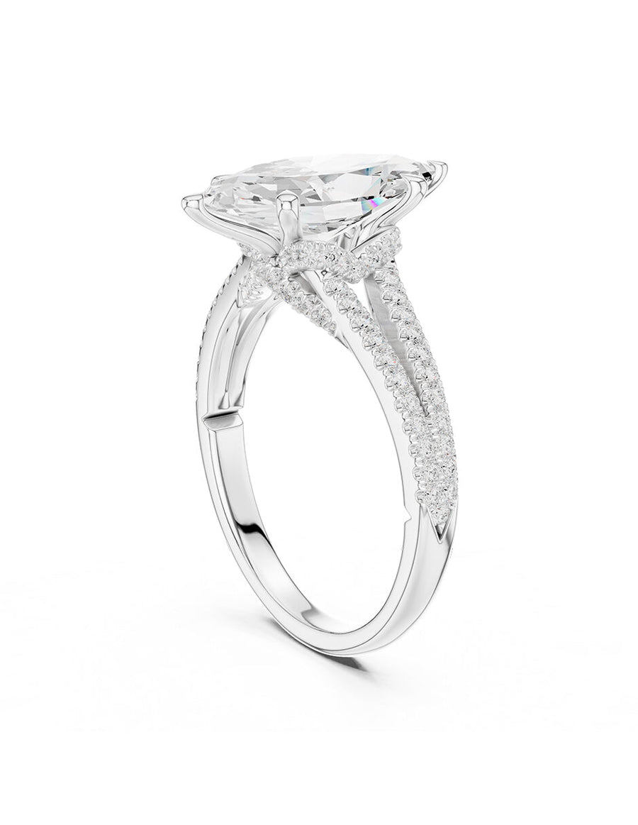 Anillo de compromiso - piedras laterales - AMORE184-MQ-LG