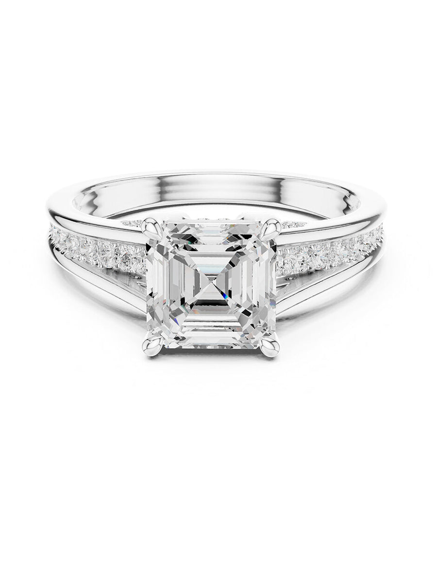 Anillo de compromiso - piedras laterales - AMORE185-AS-LG