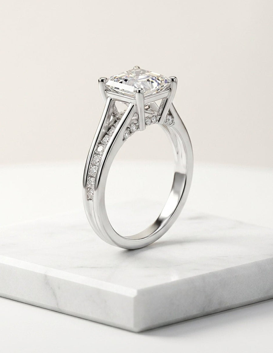 Anillo de compromiso - piedras laterales - AMORE185-AS-LG