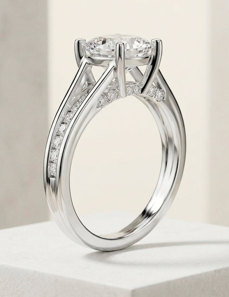 Montura para personalizar - piedras laterales - AMORE185-CU