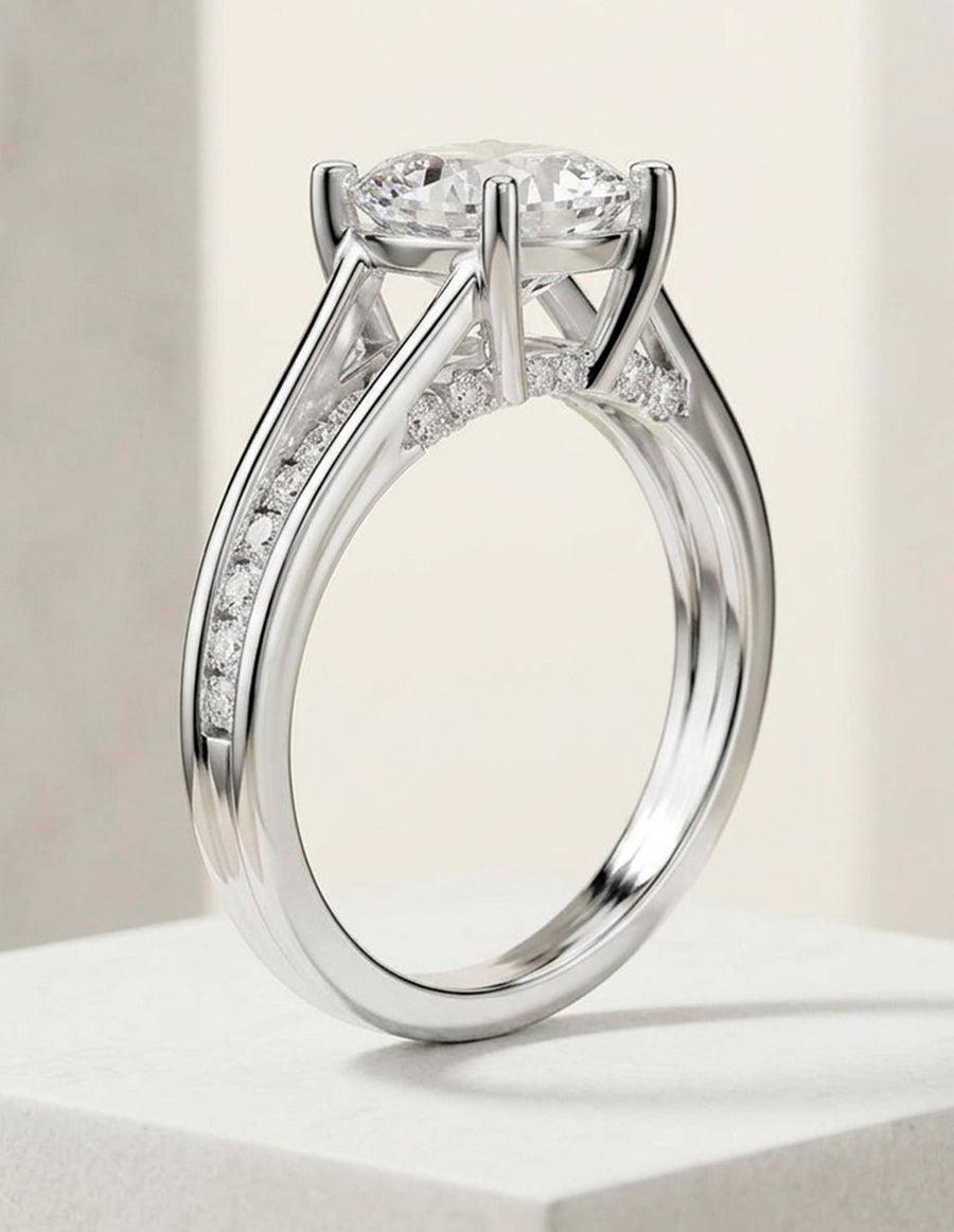 Anillo de compromiso - piedras laterales - AMORE185-CU-LG