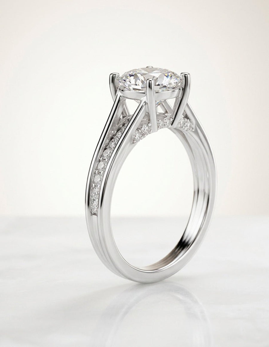 Anillo de compromiso - piedras laterales - AMORE185-CU-LG