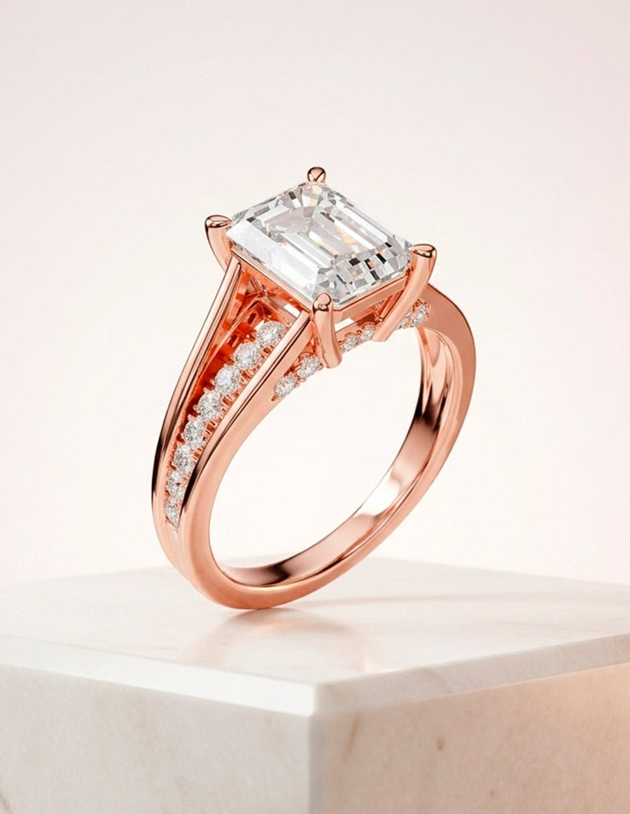 Anillo de compromiso - piedras laterales - AMORE185-EM-LG