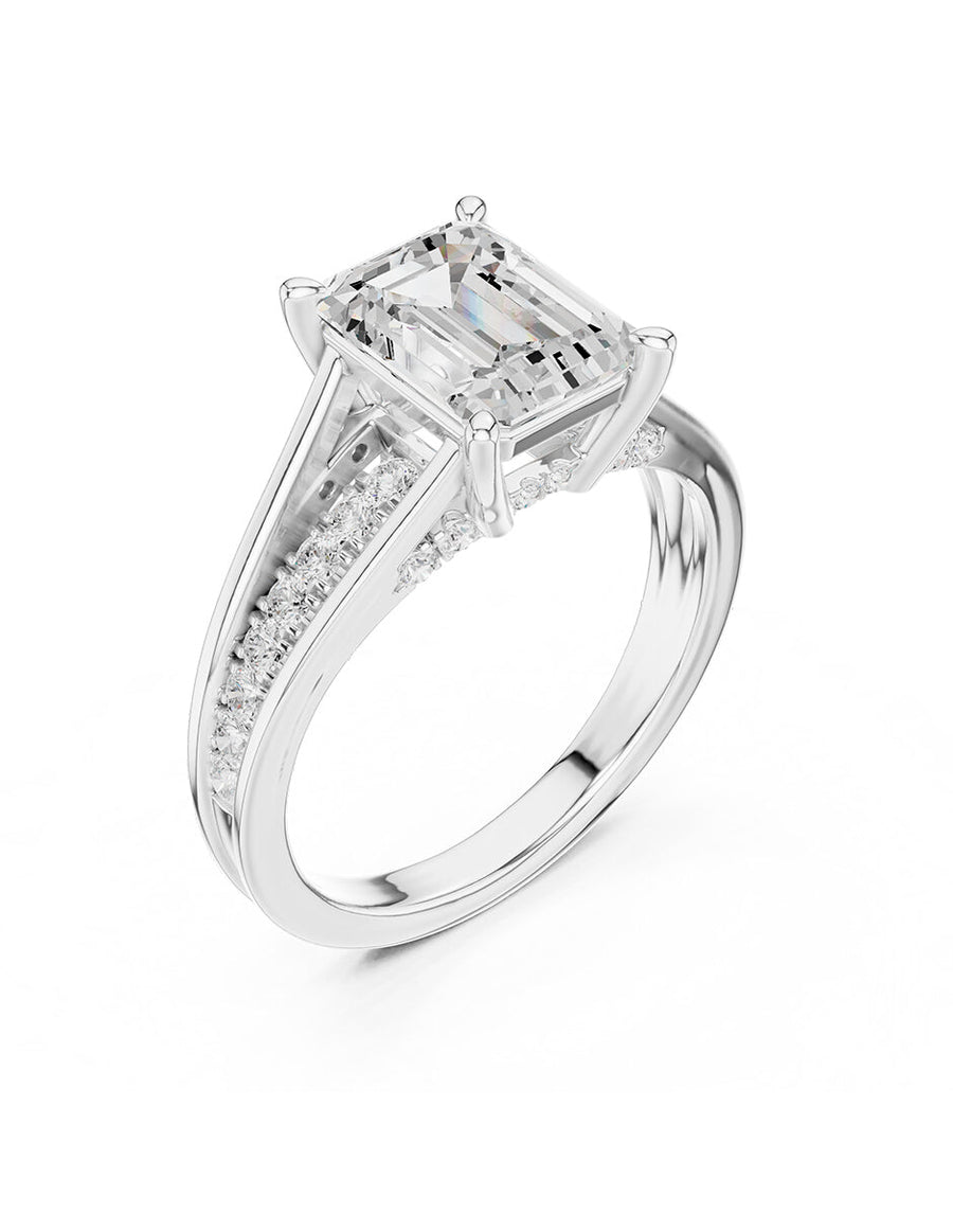 Anillo de compromiso - piedras laterales - AMORE185-EM-LG