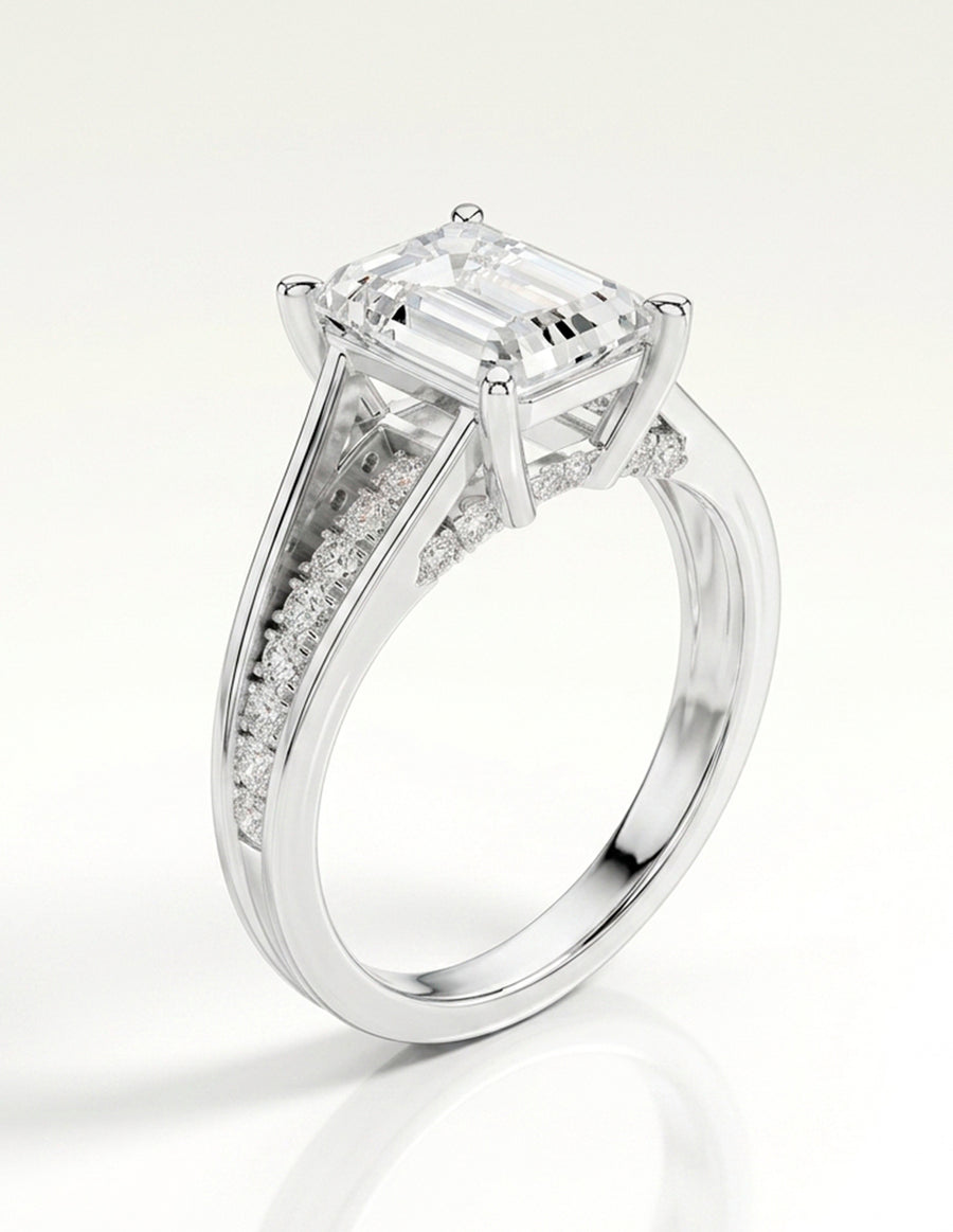 Montura para personalizar - piedras laterales - AMORE185-EM