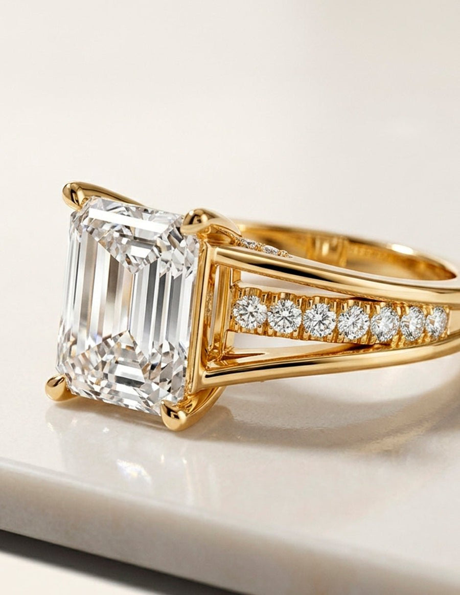Anillo de compromiso - piedras laterales - AMORE185-EM-LG