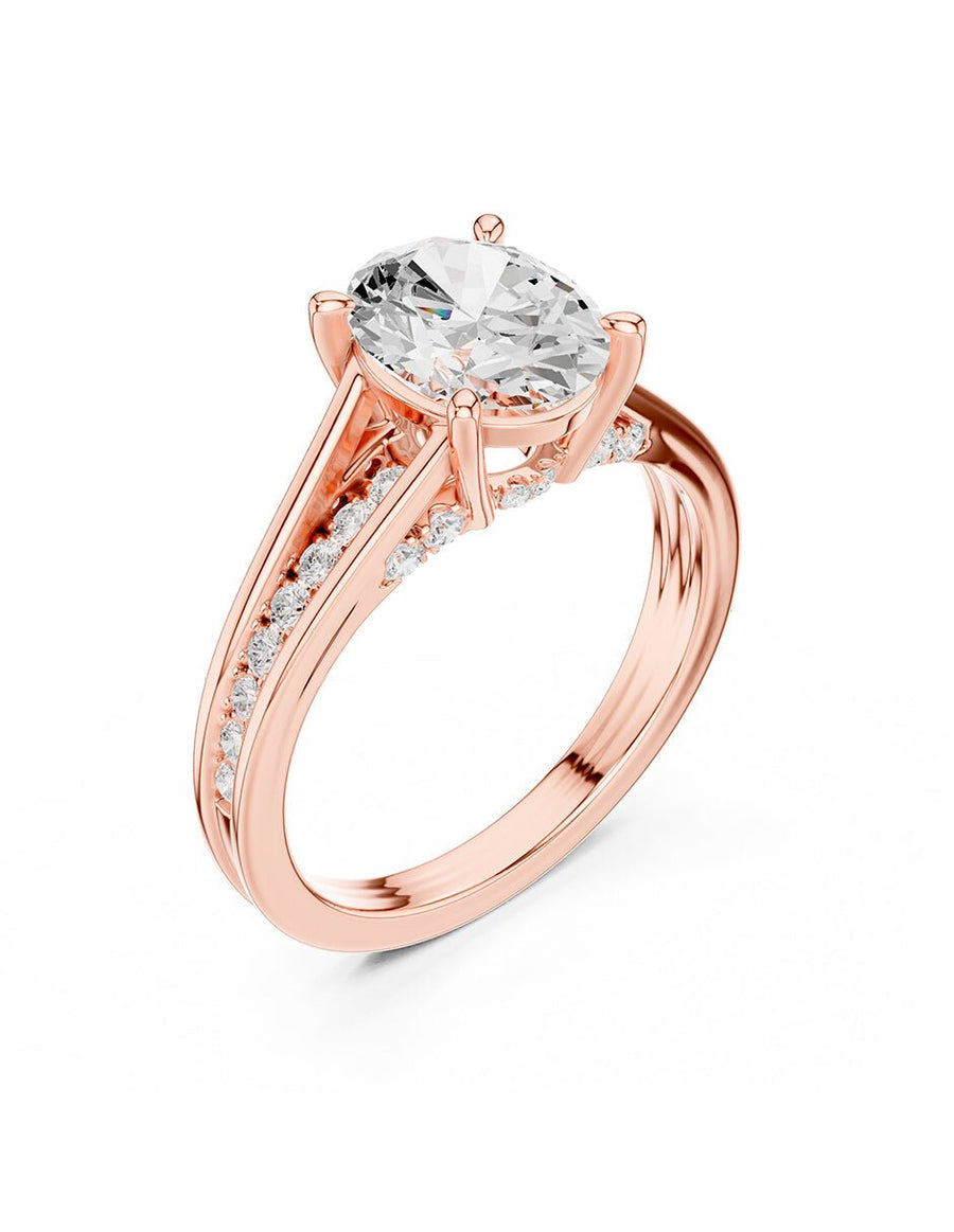 Anillo de compromiso - piedras laterales - AMORE185-OV-LG