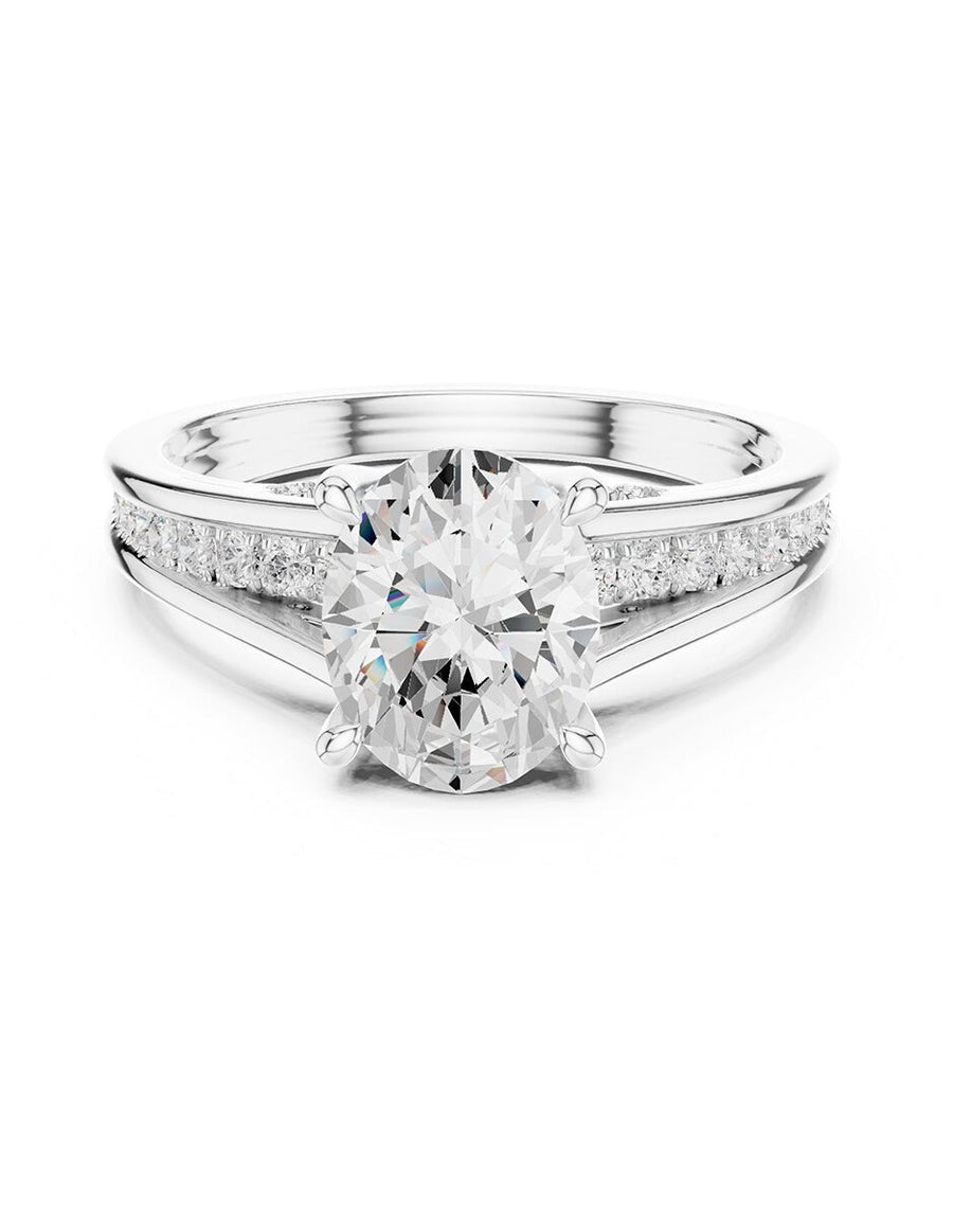 Anillo de compromiso - piedras laterales - AMORE185-OV-LG