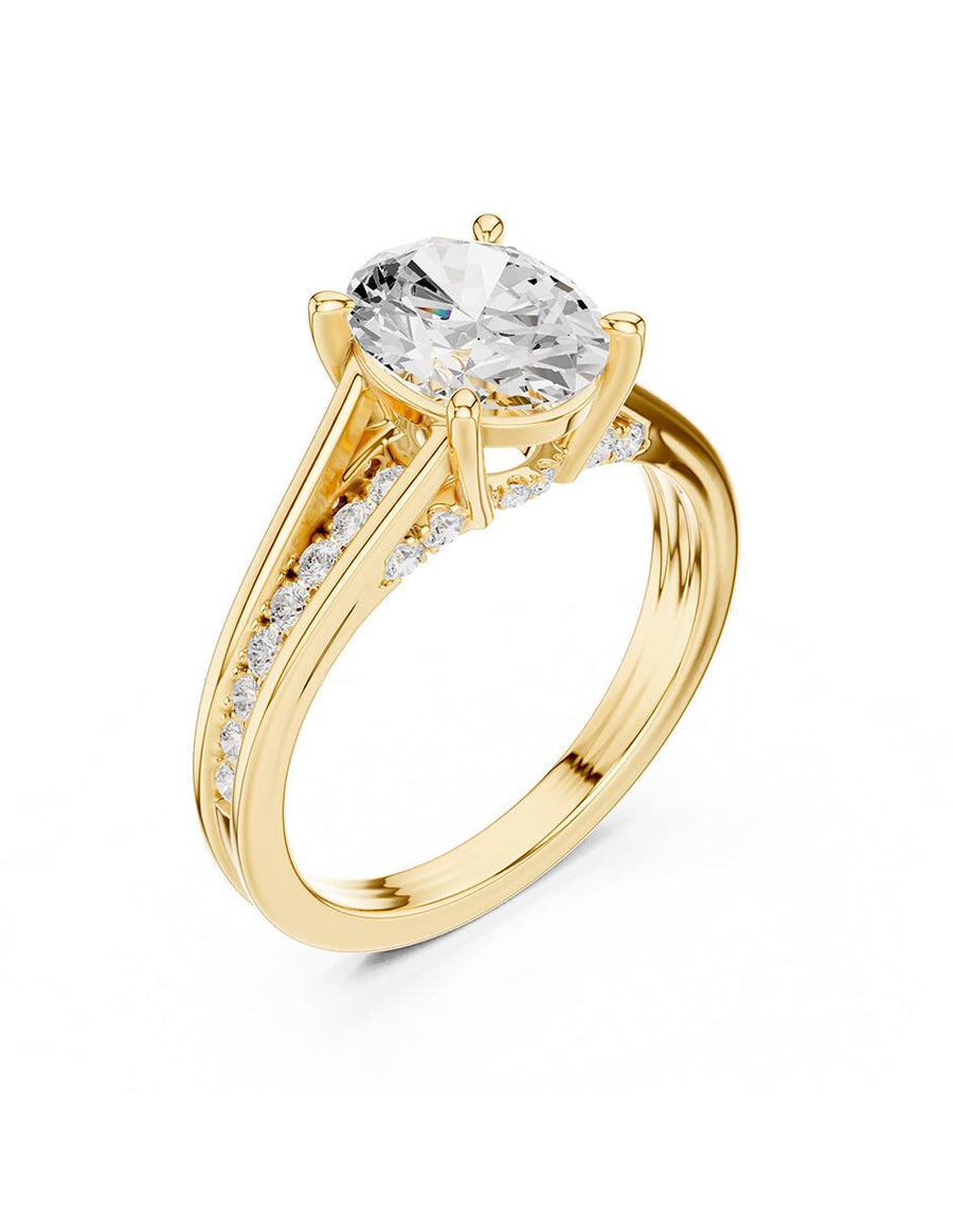 Anillo de compromiso - piedras laterales - AMORE185-OV-LG