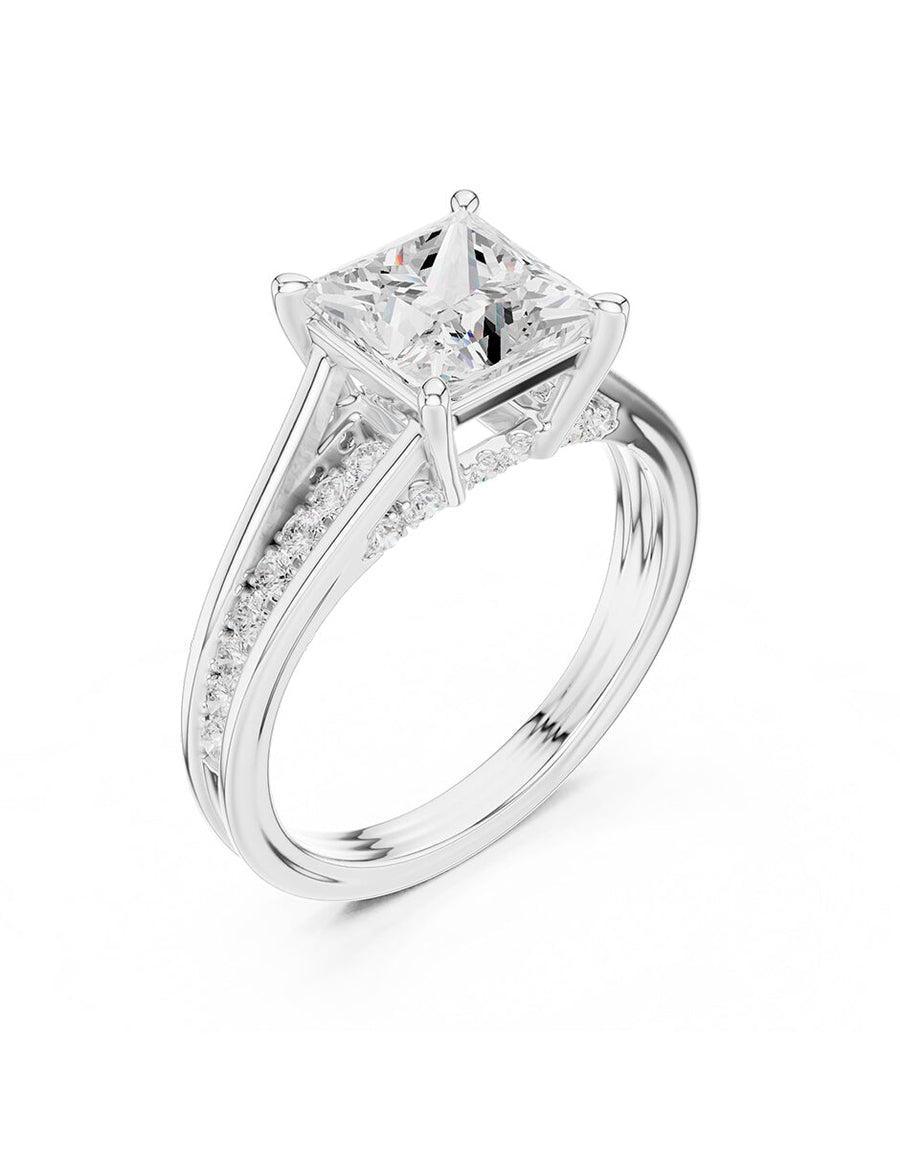 Anillo de compromiso - piedras laterales - AMORE185-PR-LG