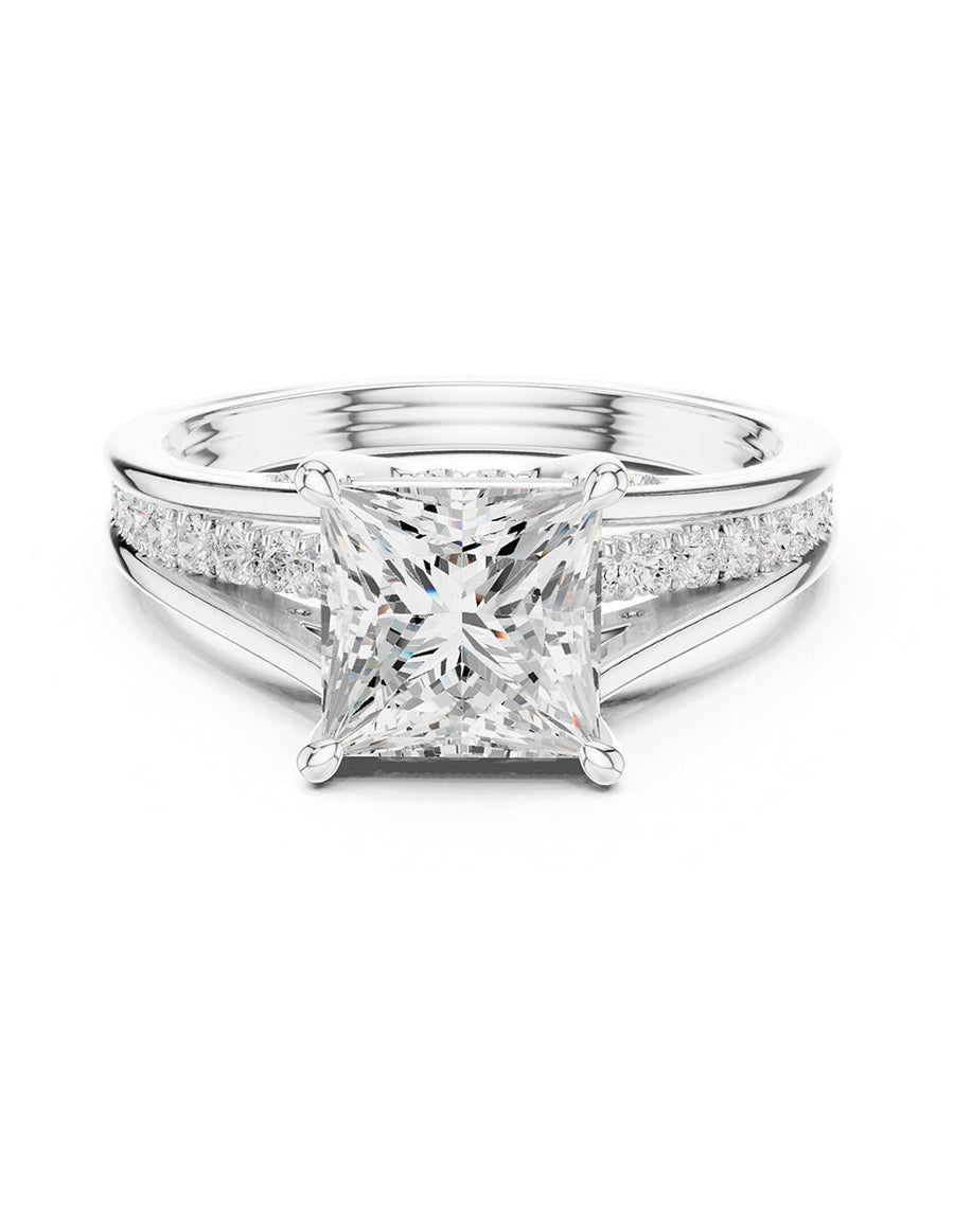 Anillo de compromiso - piedras laterales - AMORE185-PR-LG
