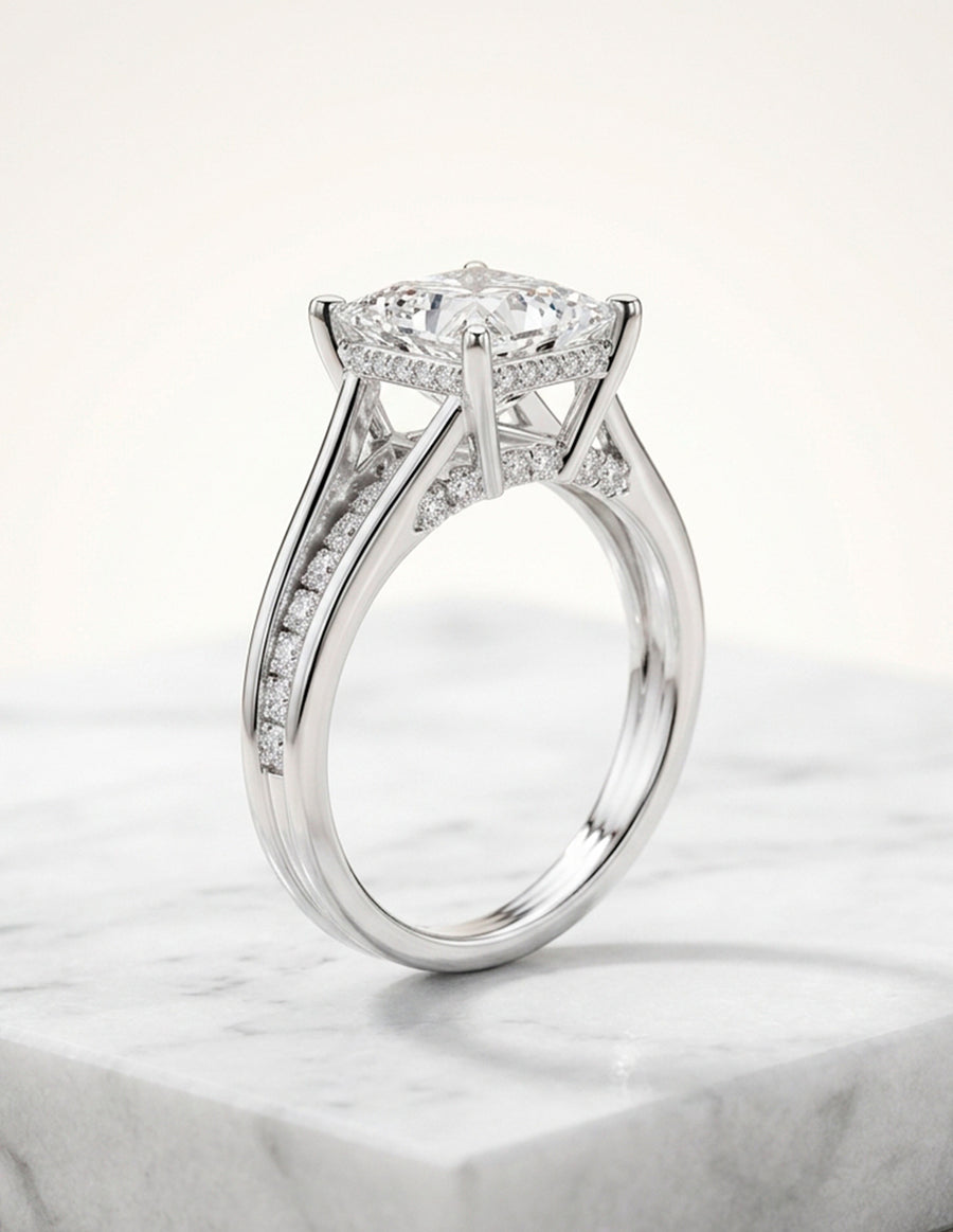 Montura para personalizar - piedras laterales - AMORE185-PR