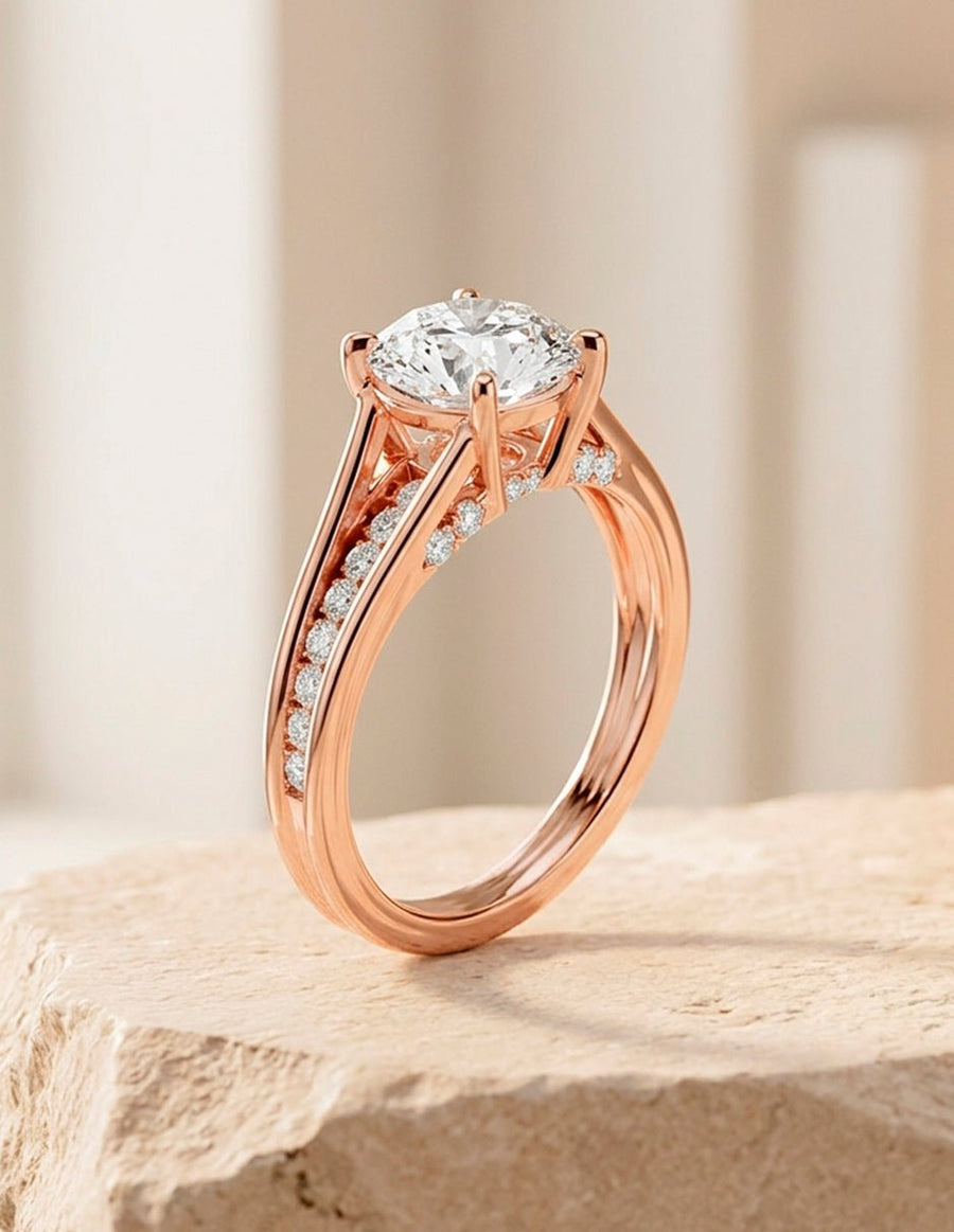 Anillo de compromiso - piedras laterales - AMORE185-RD-LG