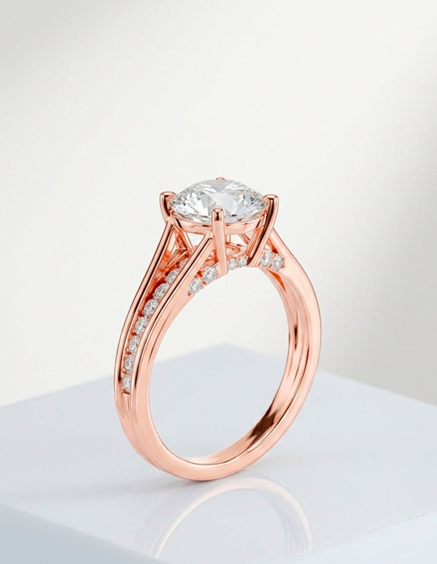 Anillo de compromiso - piedras laterales - AMORE185-RD-LG