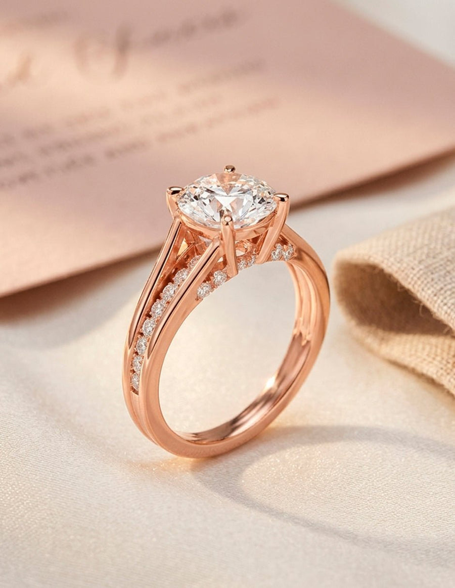 Anillo de compromiso - piedras laterales - AMORE185-RD-LG