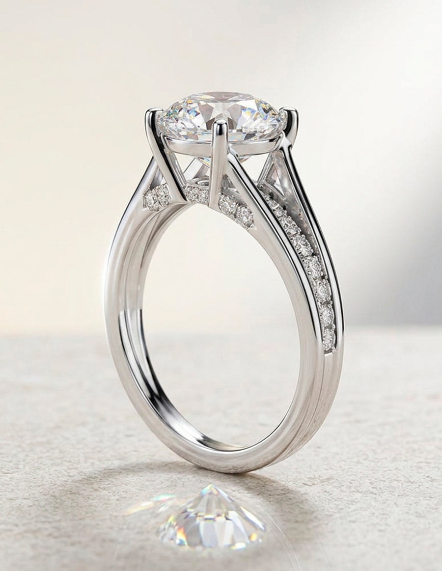Montura para personalizar - piedras laterales - AMORE185-RD