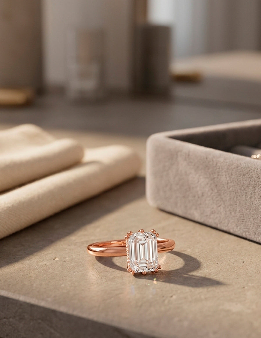 Montura para personalizar - piedras laterales - AMORE186-EM