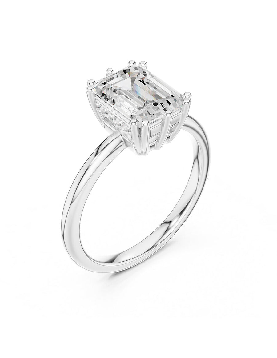 Anillo de compromiso - piedras laterales - AMORE186-EM-LG