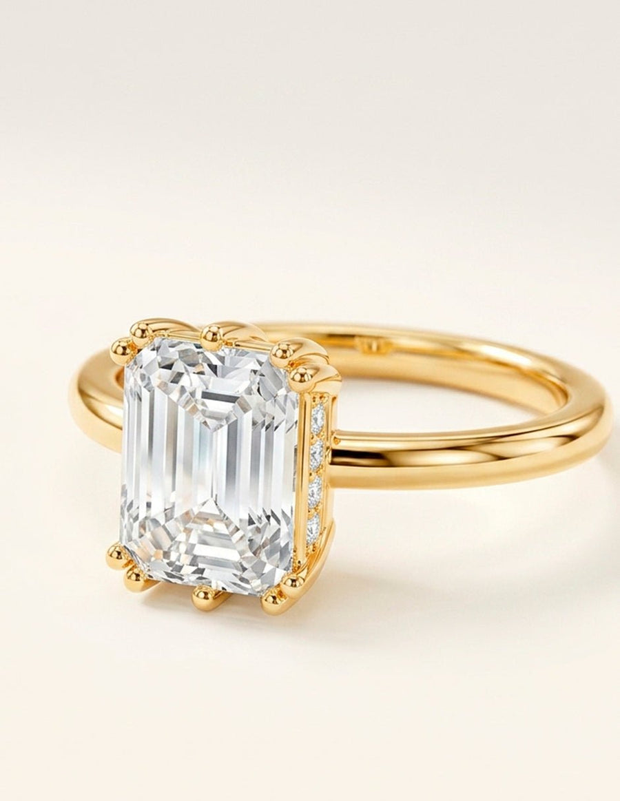Anillo de compromiso - piedras laterales - AMORE186-EM-LG