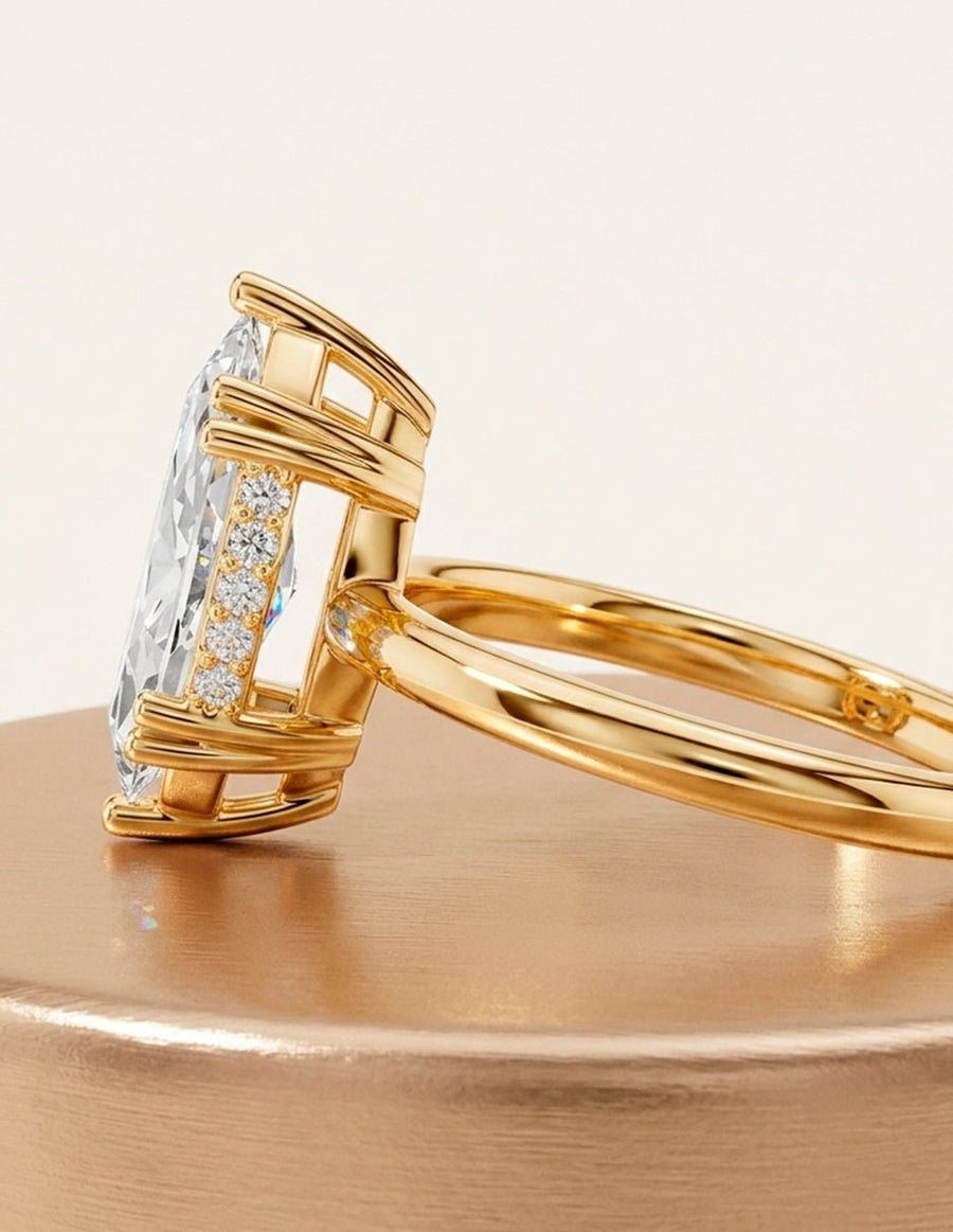 Anillo de compromiso - piedras laterales - AMORE186-MQ-LG